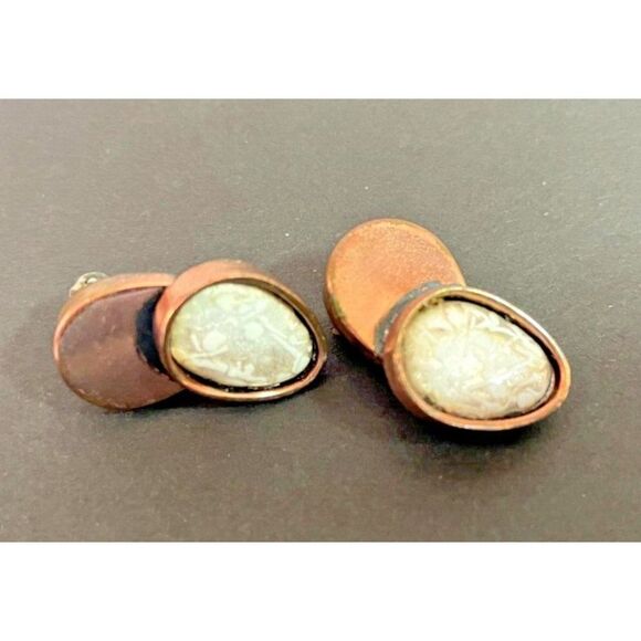 Vintage Signed Renoir Matisse Clip on Earring, Signed, Copper and Enamel - Picture 1 of 5